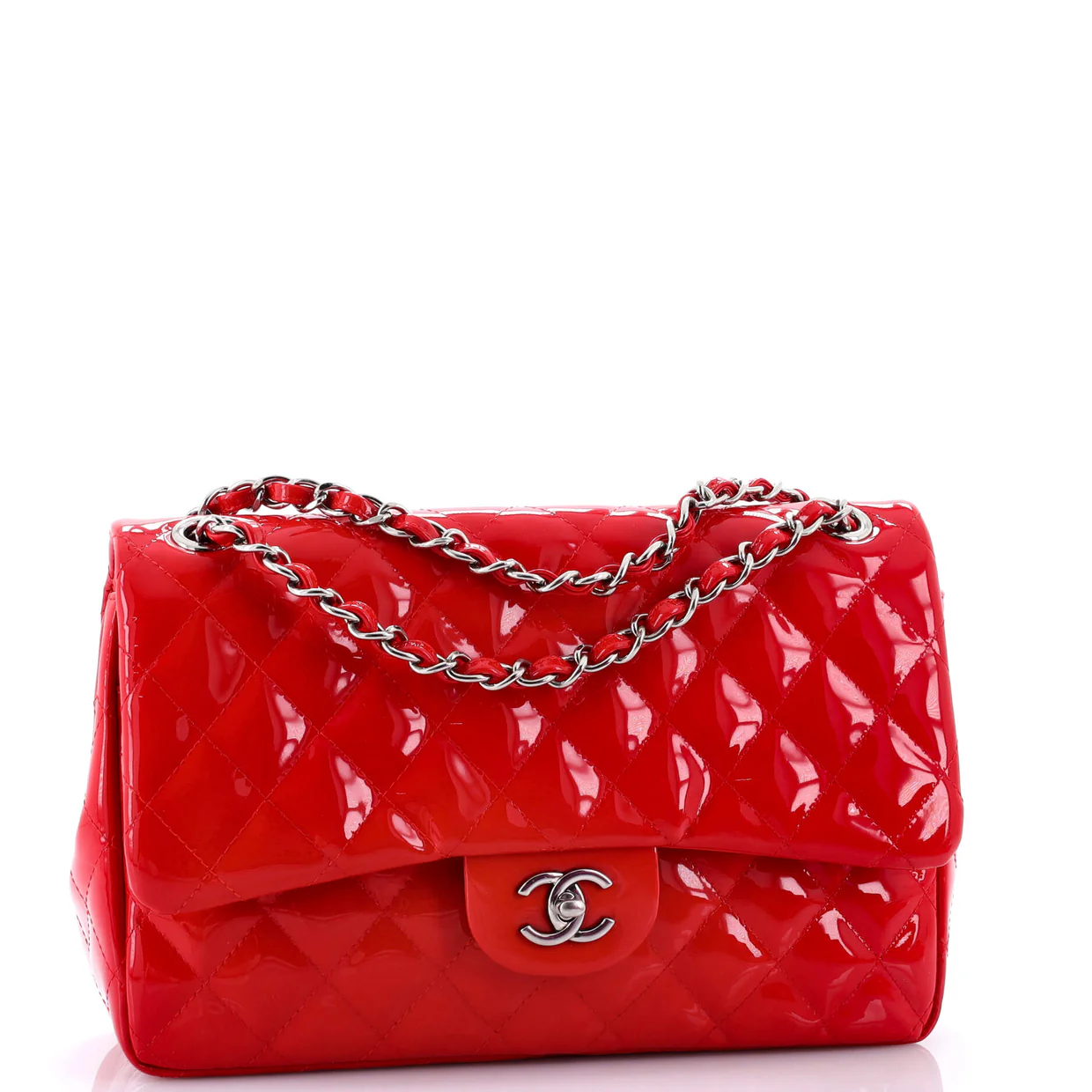 Classic Double Flap Bag Quilted Patent Jumbo - Deep Luxury
