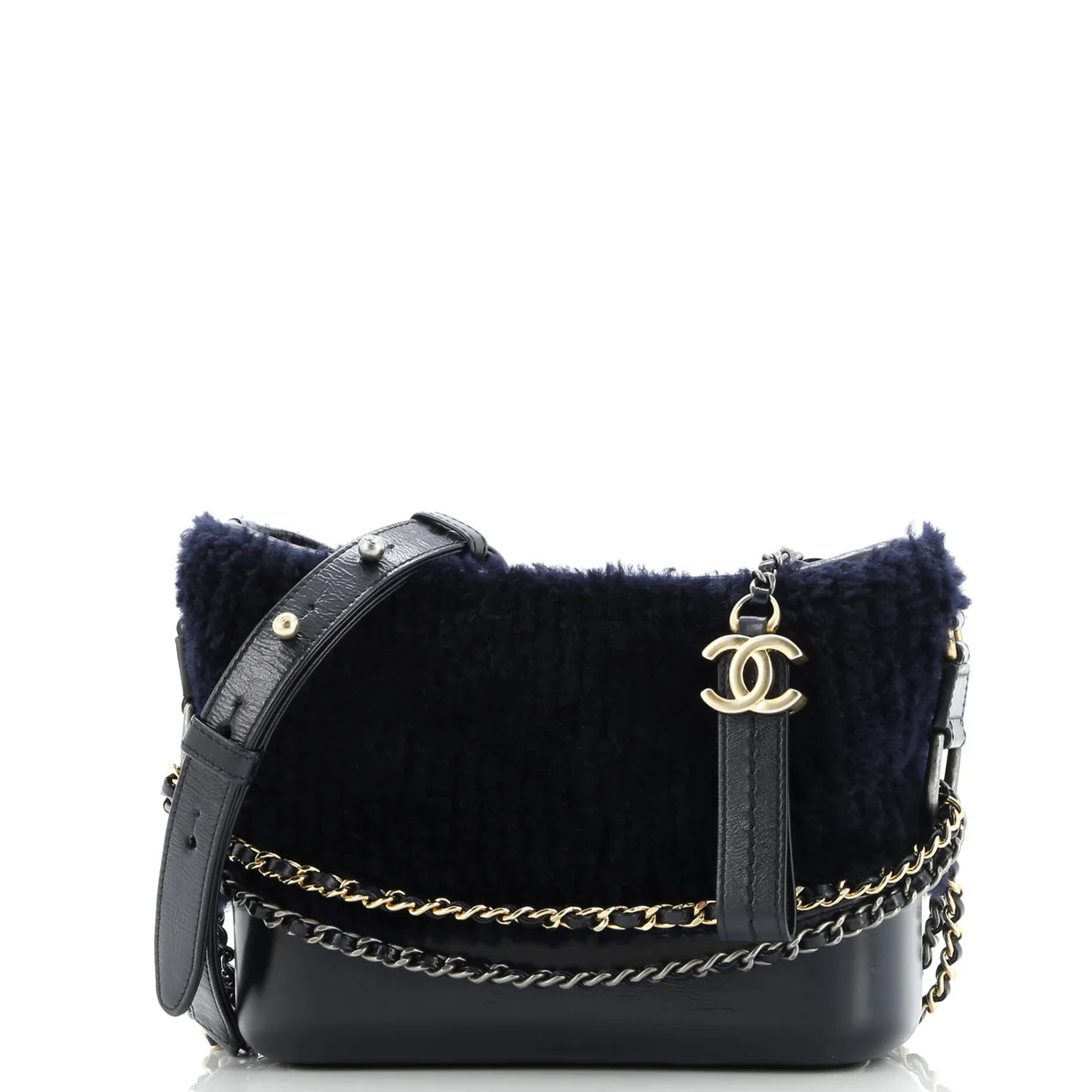 Gabrielle Hobo Shearling and Leather Small - Deep Luxury