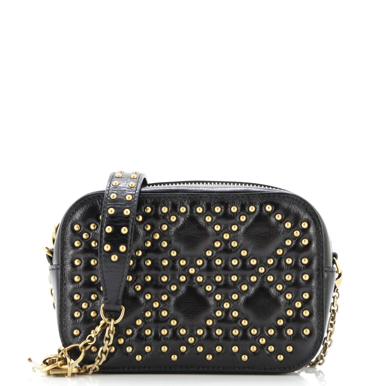 Lady Dior Camera Bag Cannage Studded Leather - Deep Luxury