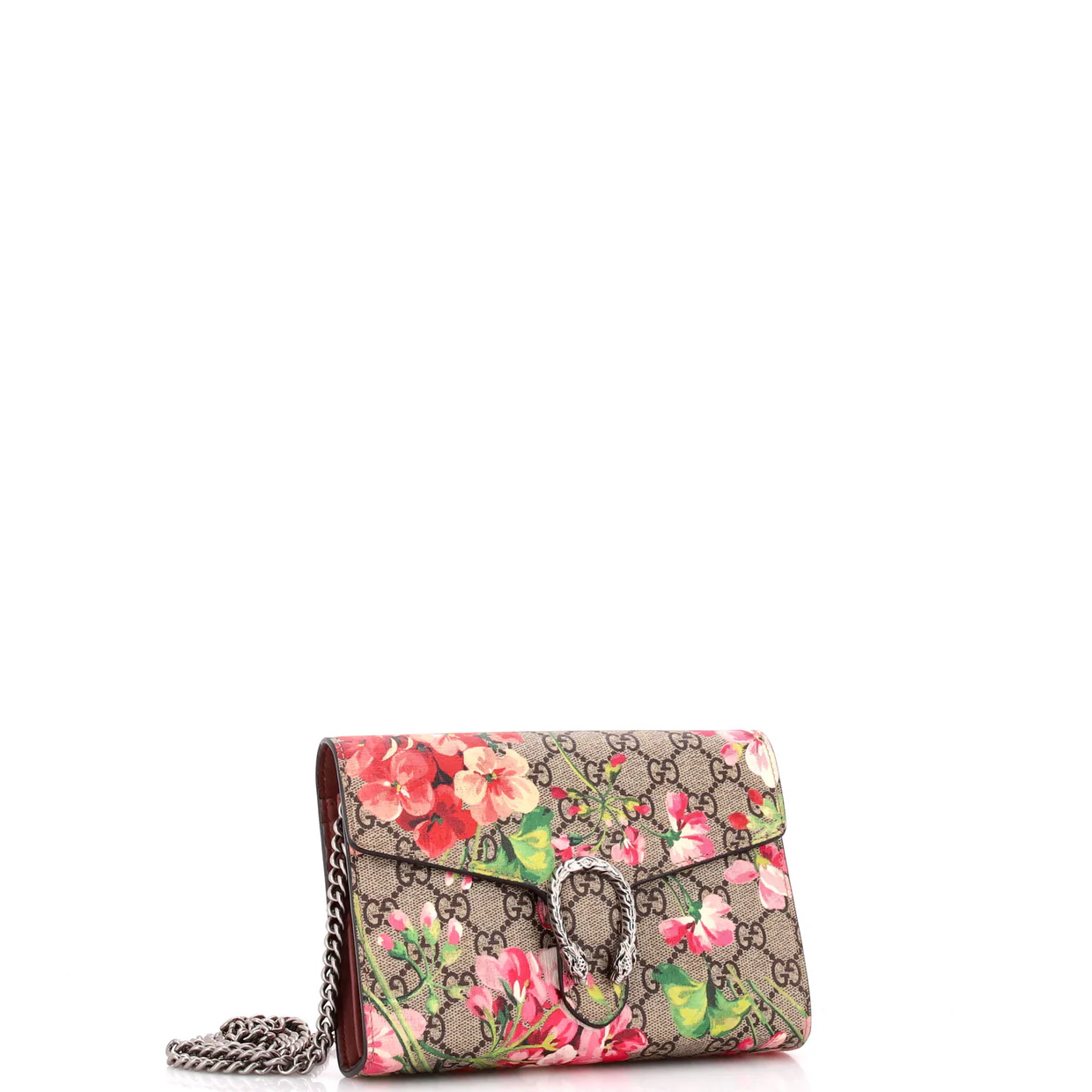 Dionysus Chain Wallet Blooms Print GG Coated Canvas Small - Deep Luxury