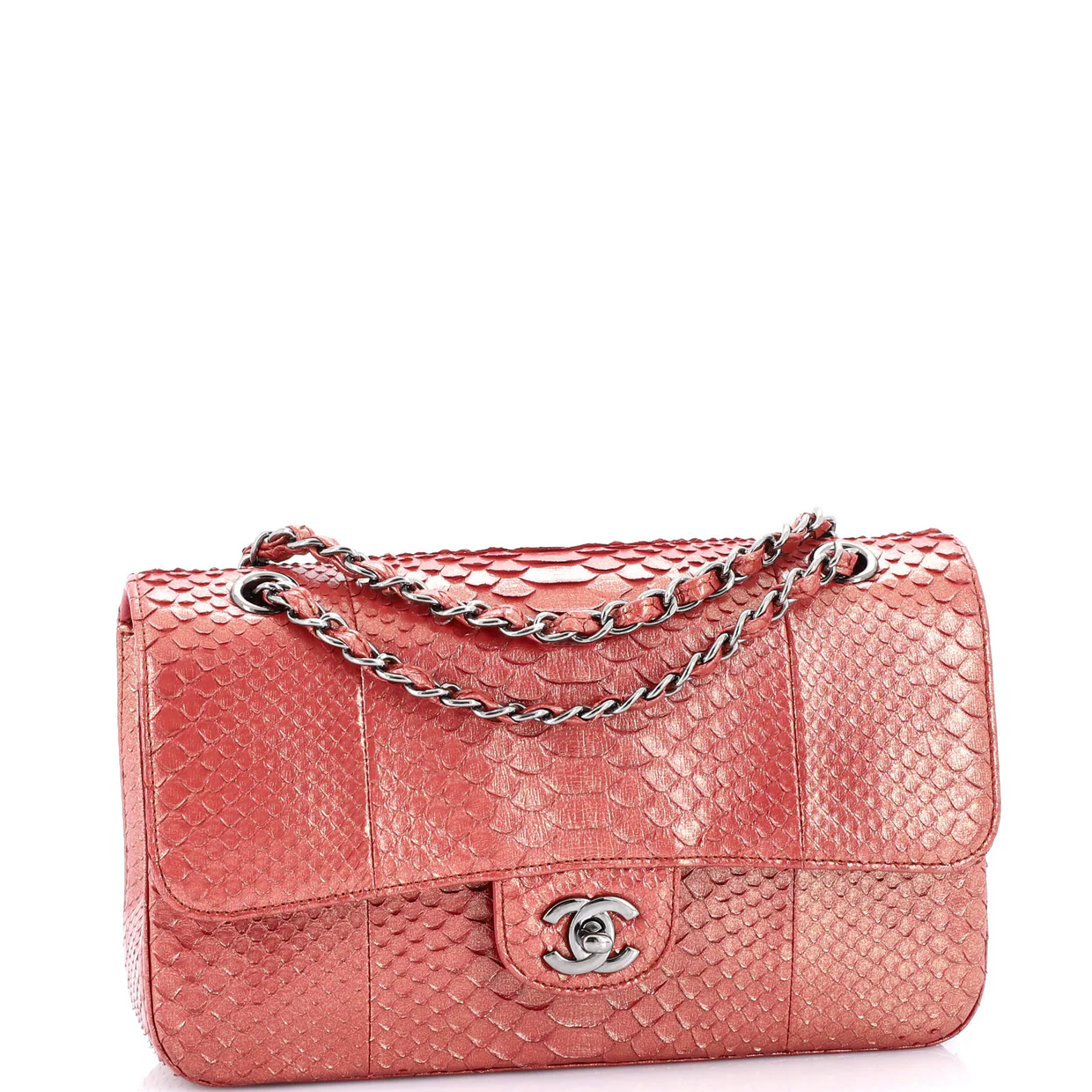 Classic Double Flap Bag Python Medium - Deep Luxury