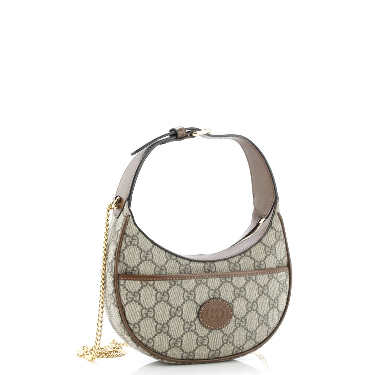 Interlocking G Patch Half Moon Hobo GG Coated Canvas Mini - Deep Luxury