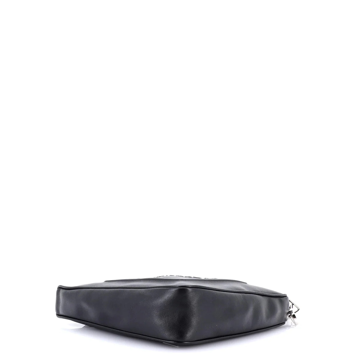 Triangle Logo Wristlet Pouch Embossed Leather - Deep Luxury