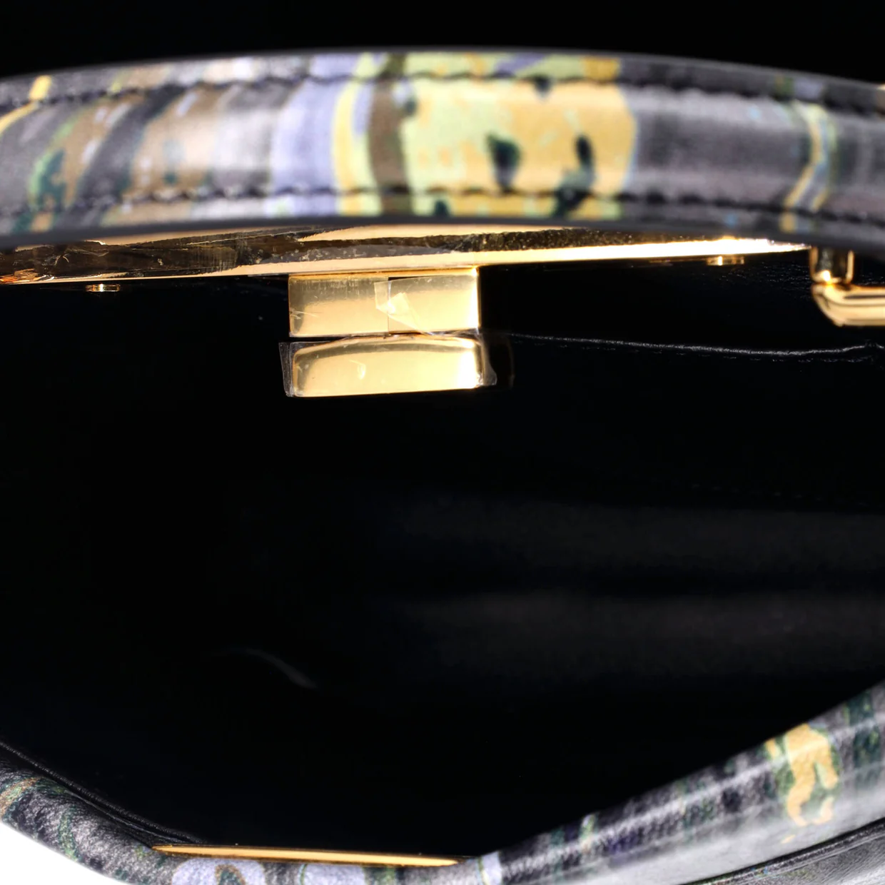 Peekaboo Bag Marble Print Leather Mini - Deep Luxury