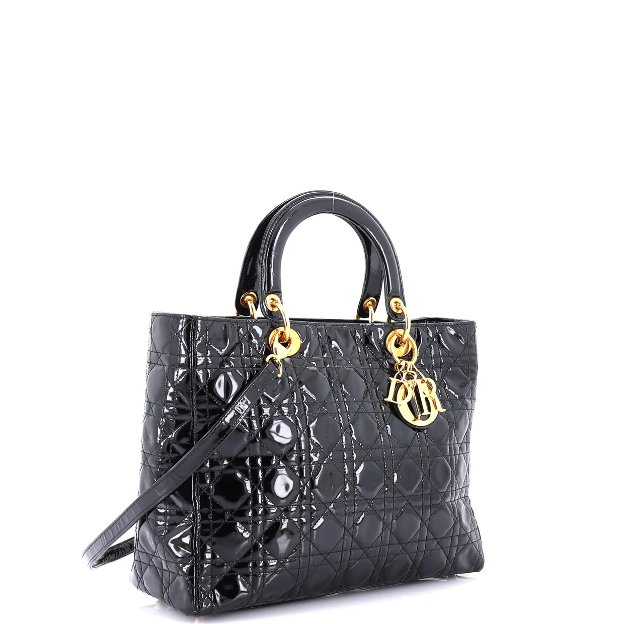 Vintage Lady Dior Bag Cannage Quilt Patent Large - Deep Luxury