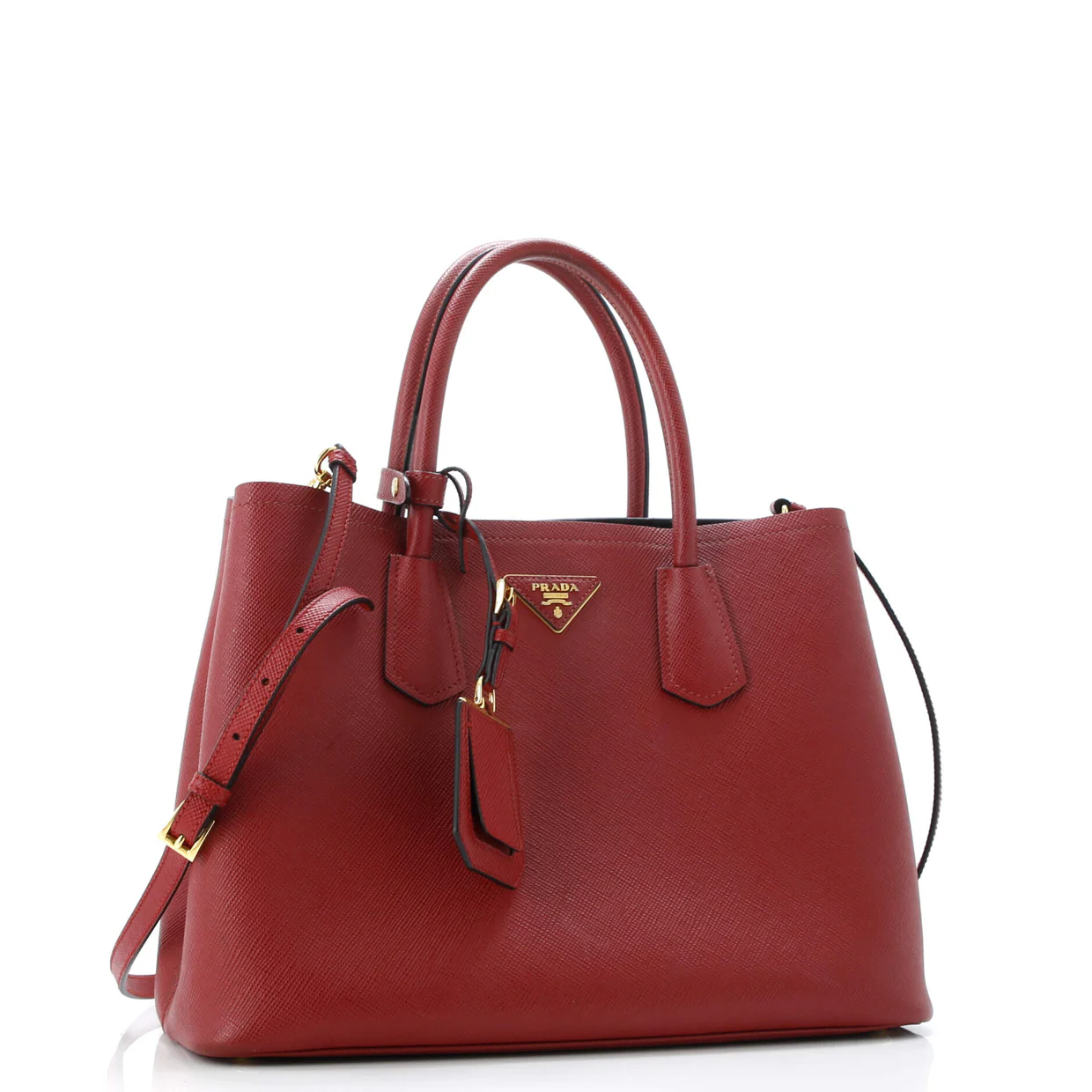 Cuir Double Tote Saffiano Leather Medium - Deep Luxury