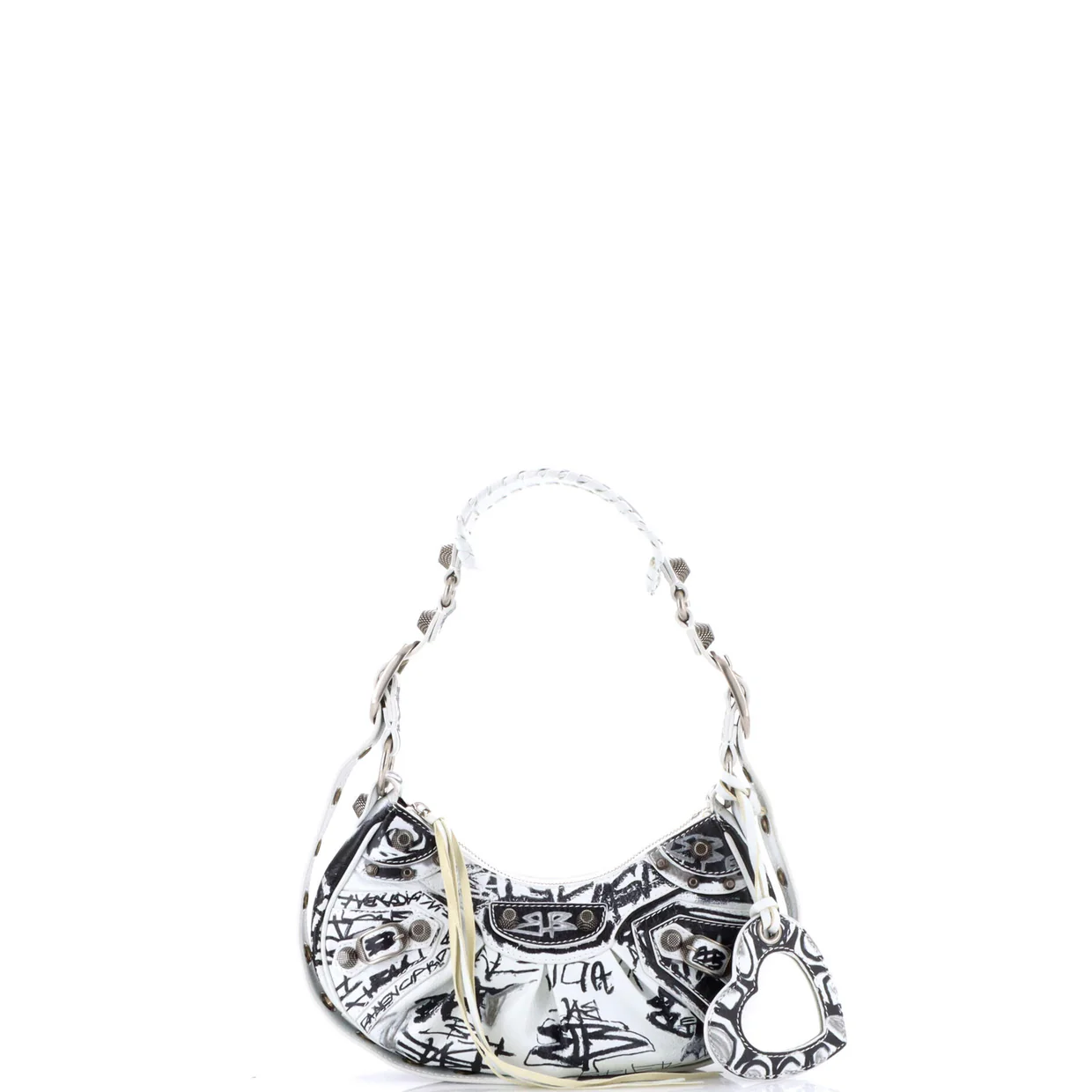 Le Cagole Graffiti Giant Studs Shoulder Bag Leather XS - Deep Luxury