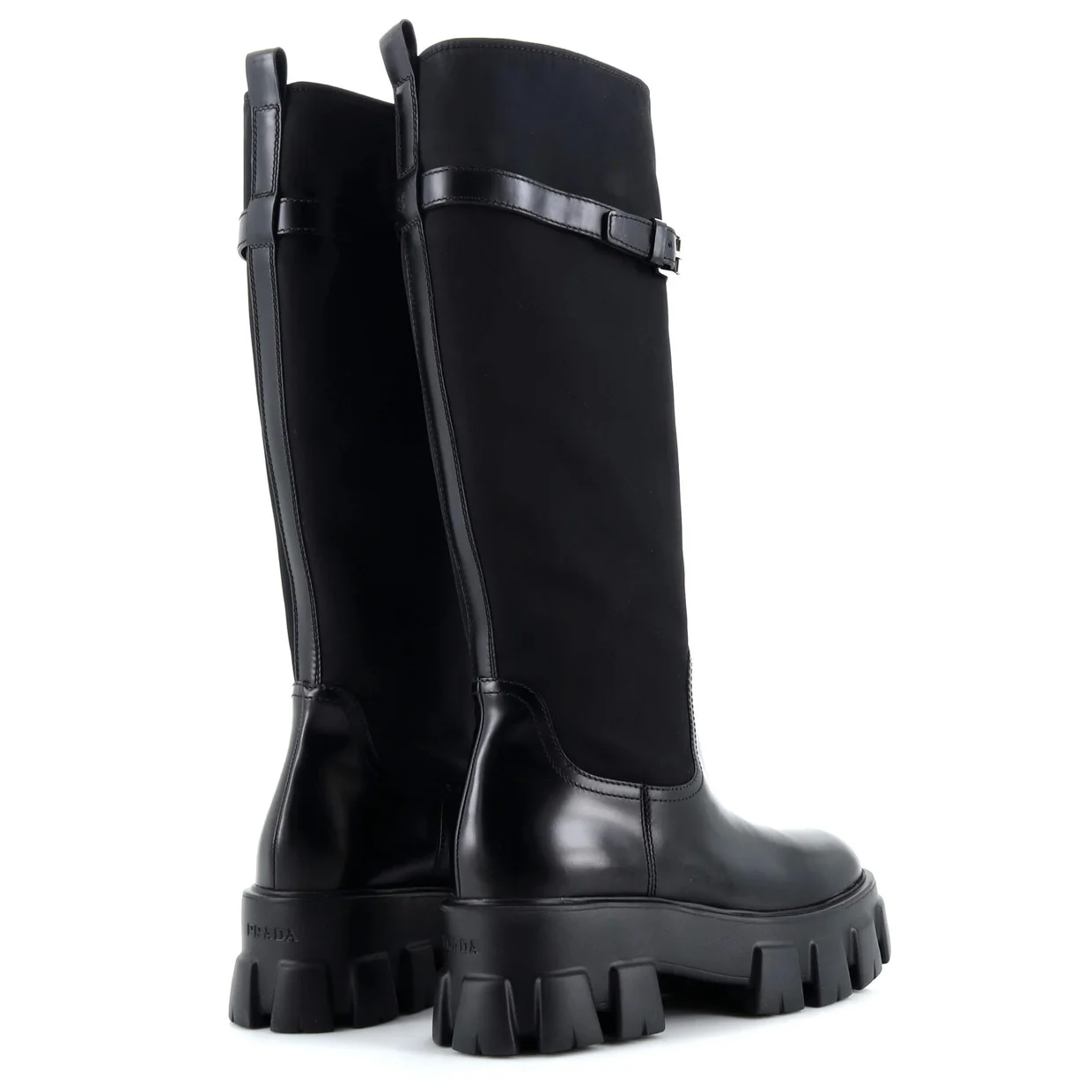 Women's Monolith Knee High Boots Nylon and Leather - Deep Luxury