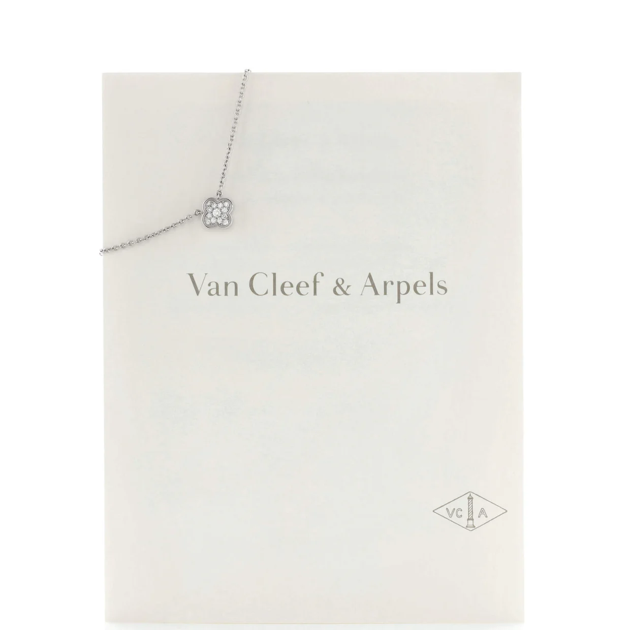 Pure Alhambra Pendant Necklace 18K White Gold with Diamonds - Deep Luxury