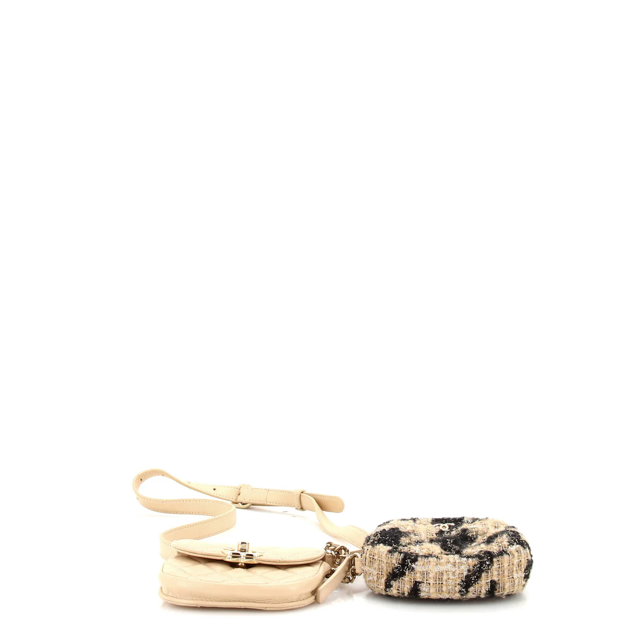 CC Waist Bag with Coin Purse Quilted Lambskin and Tweed - Deep Luxury