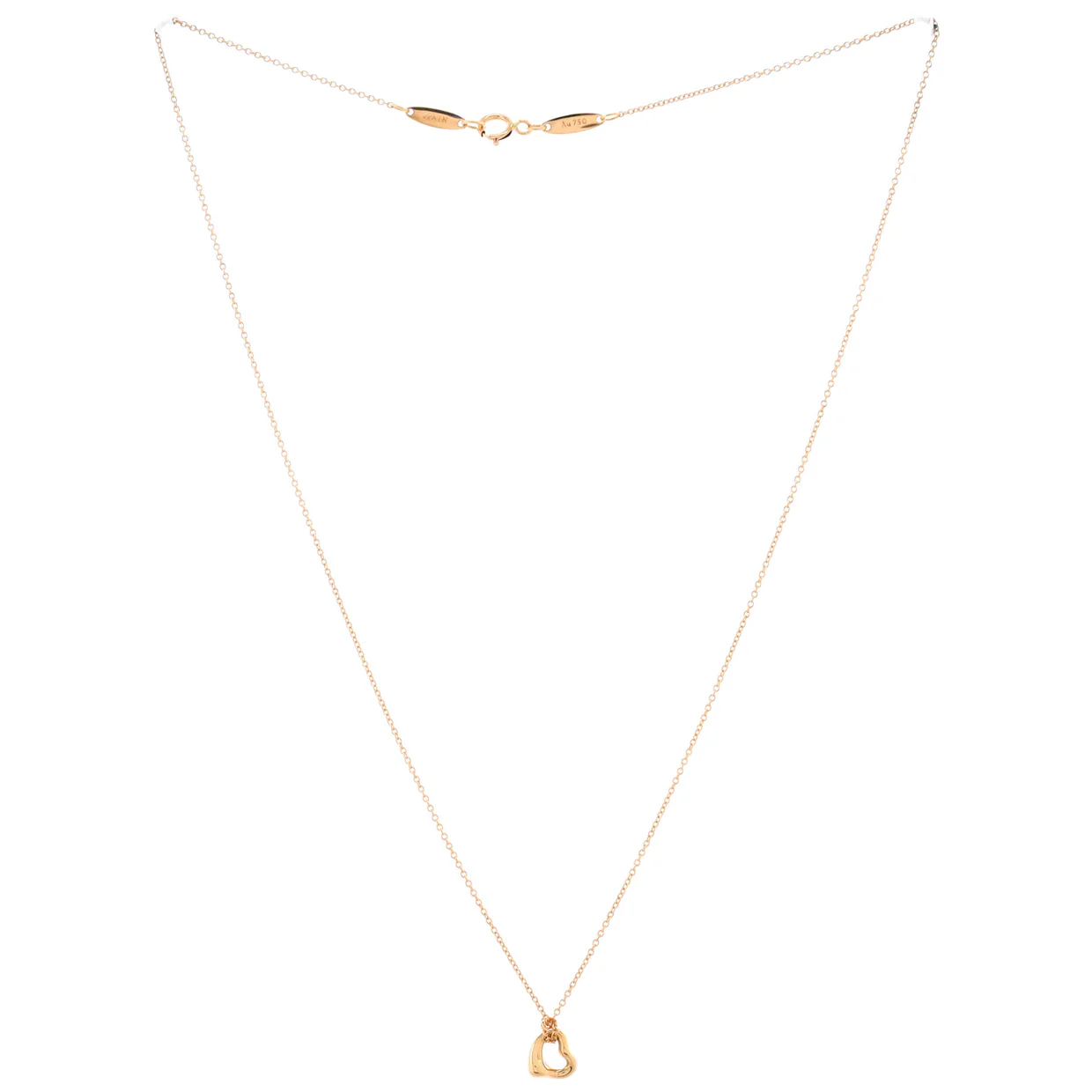 Elsa Peretti Open Heart Pendant Necklace 18K Rose Gold 7mm - Deep Luxury
