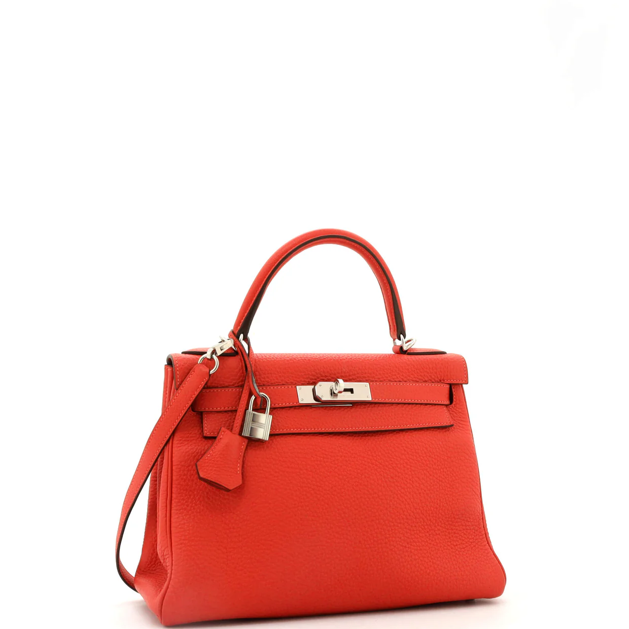 Kelly Handbag Rouge Pivoine Clemence with Palladium Hardware 28 - Deep Luxury