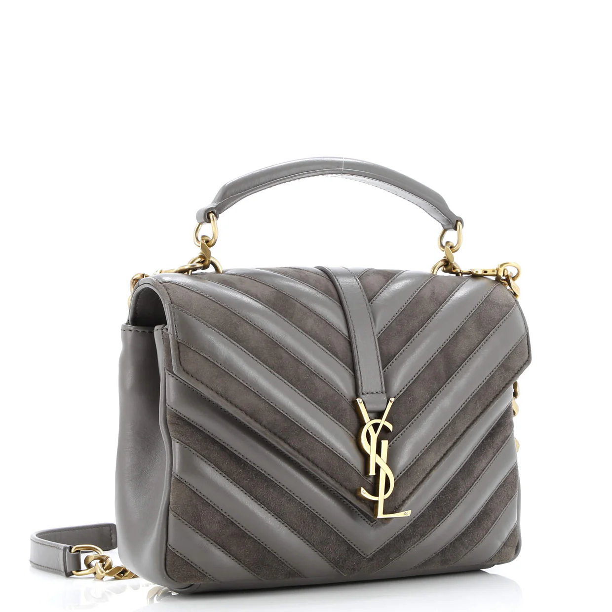Classic Monogram College Bag Matelasse Chevron Leather and Suede Medium - Deep Luxury