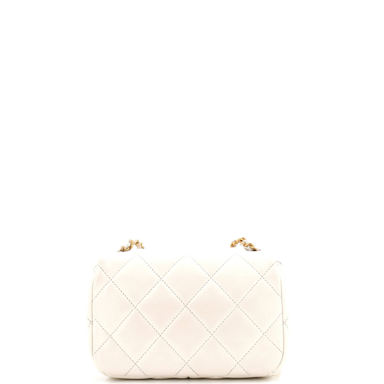 CC Pearl Chain Square Flap Bag Quilted Lambskin Mini - Deep Luxury