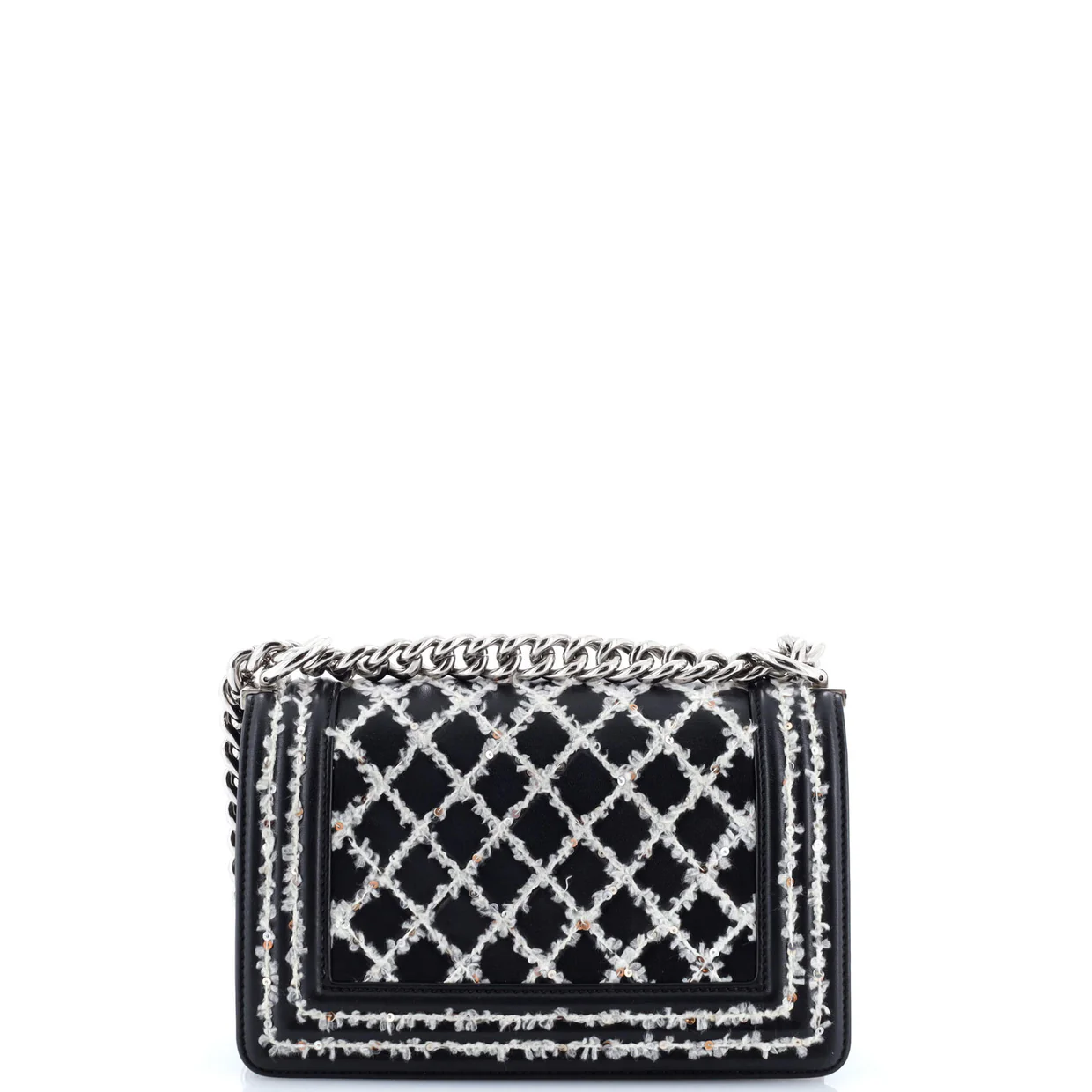 Boy Flap Bag Lambskin with Quilted Tweed and Sequins Small - Deep Luxury