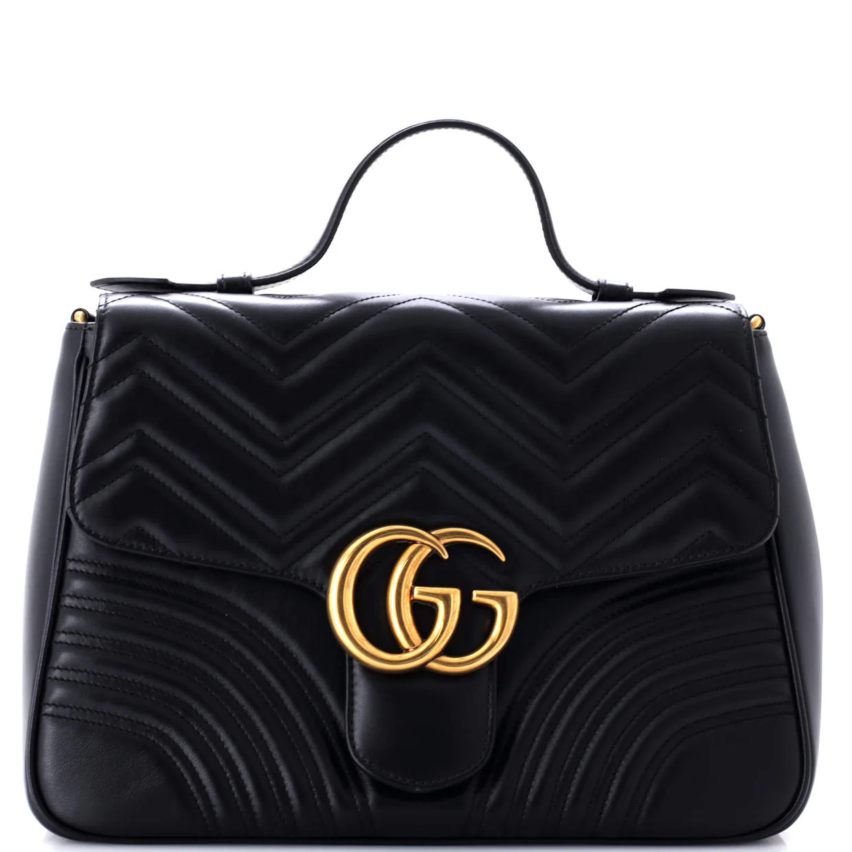 GG Marmont Top Handle Flap Bag Matelasse Leather Medium - Deep Luxury