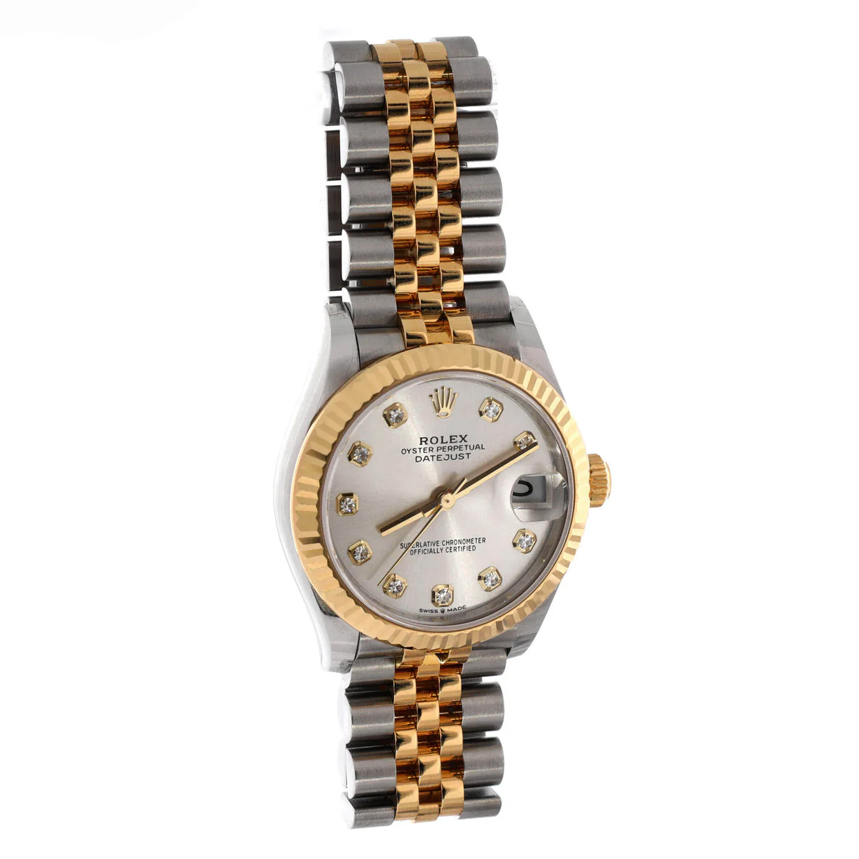 Oyster Perpetual Datejust Automatic Watch Stainless Steel and Yellow Gold with Diamond Markers 31 - Deep Luxury