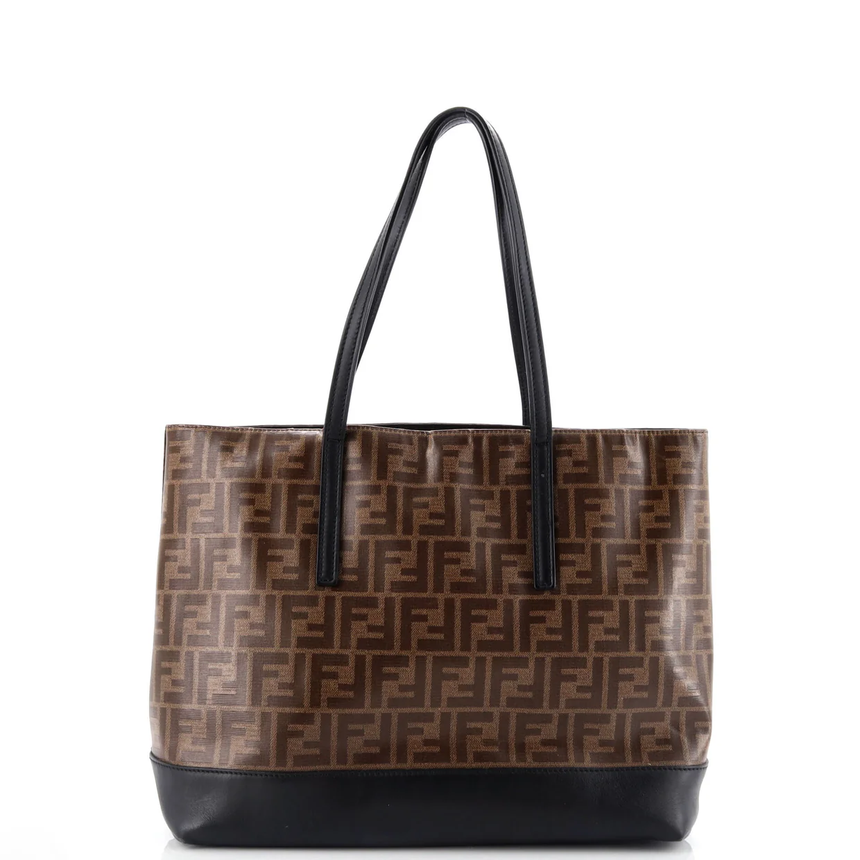 FF Logo Stamp Shopping Tote Zucca Coated Canvas Medium - Deep Luxury