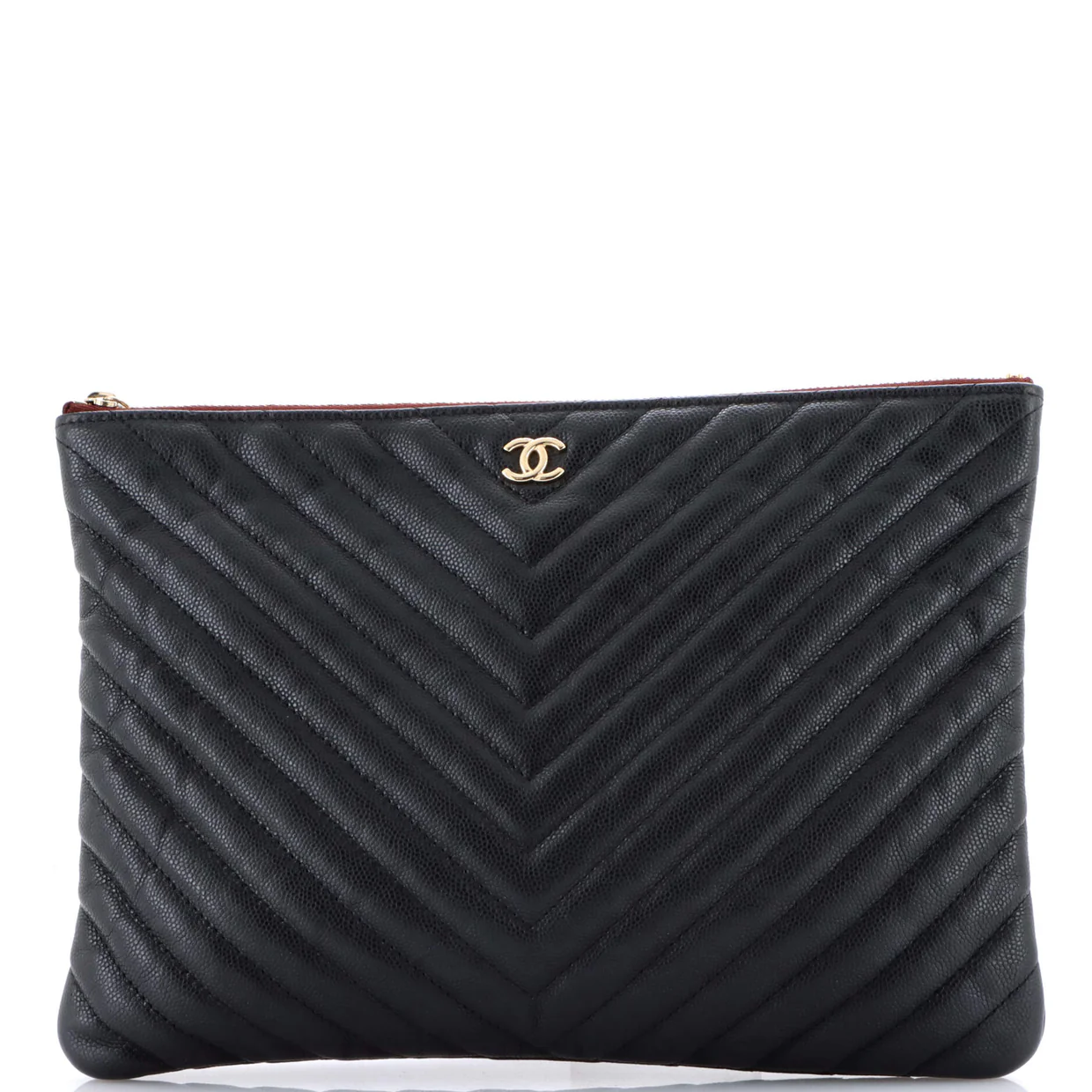 O Case Clutch Chevron Caviar Medium - Deep Luxury