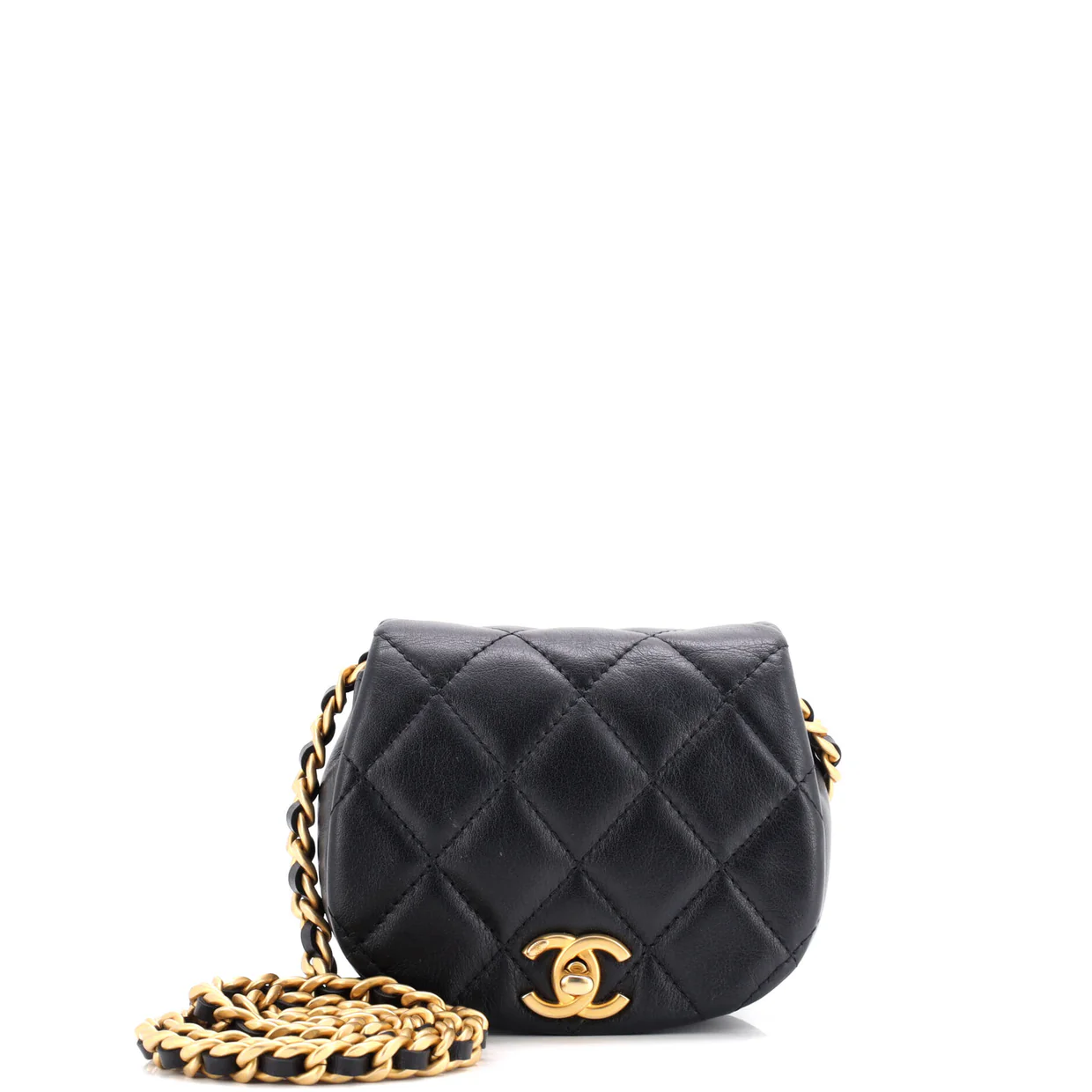 Coco Mail Clutch with Chain Quilted Calfskin Mini - Deep Luxury