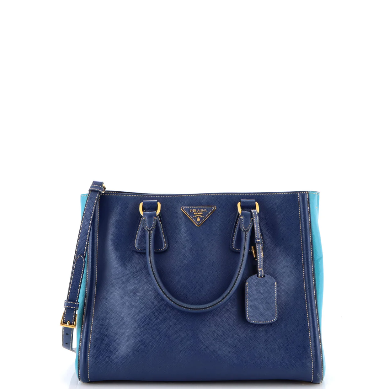 Bicolor Lux Convertible Open Tote Saffiano Leather Small - Deep Luxury