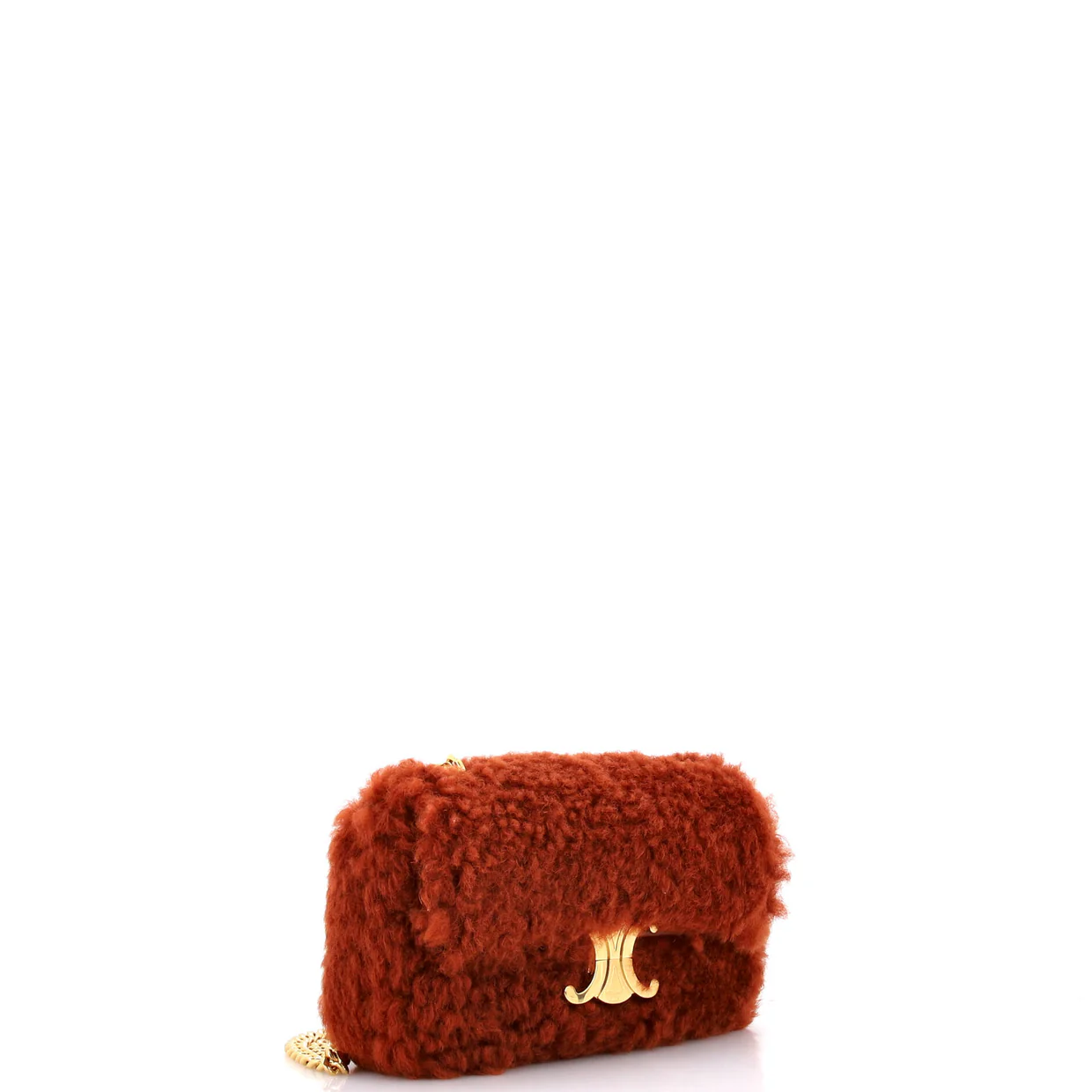 Triomphe Chain Shoulder Bag Shearling Small - Deep Luxury