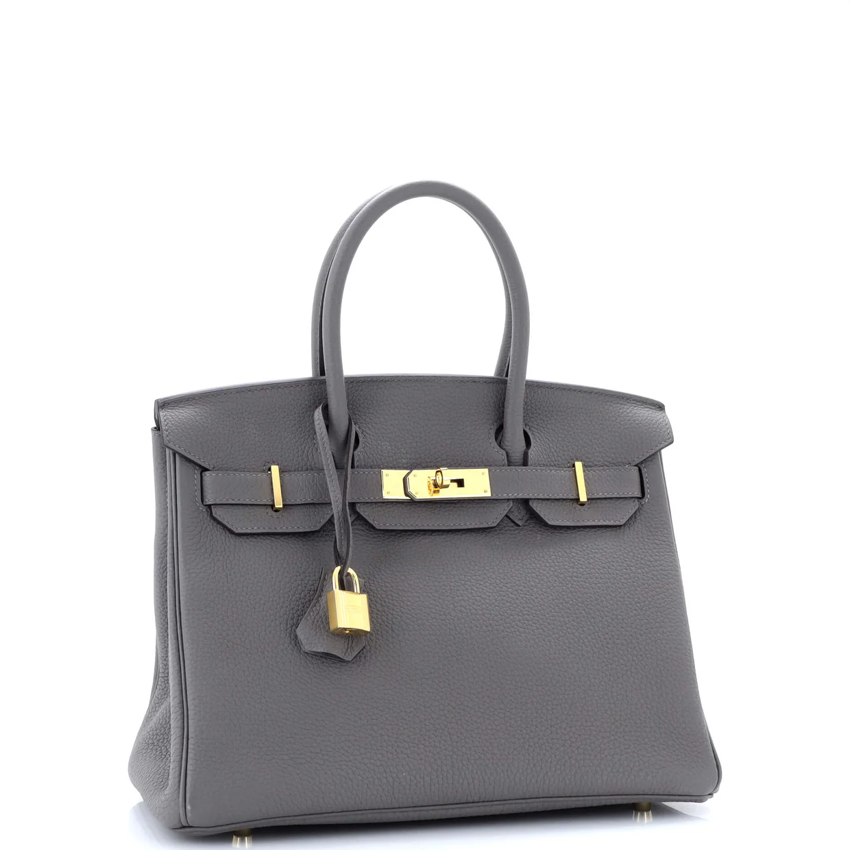Birkin Handbag Grey Togo with Gold Hardware 30 - Deep Luxury