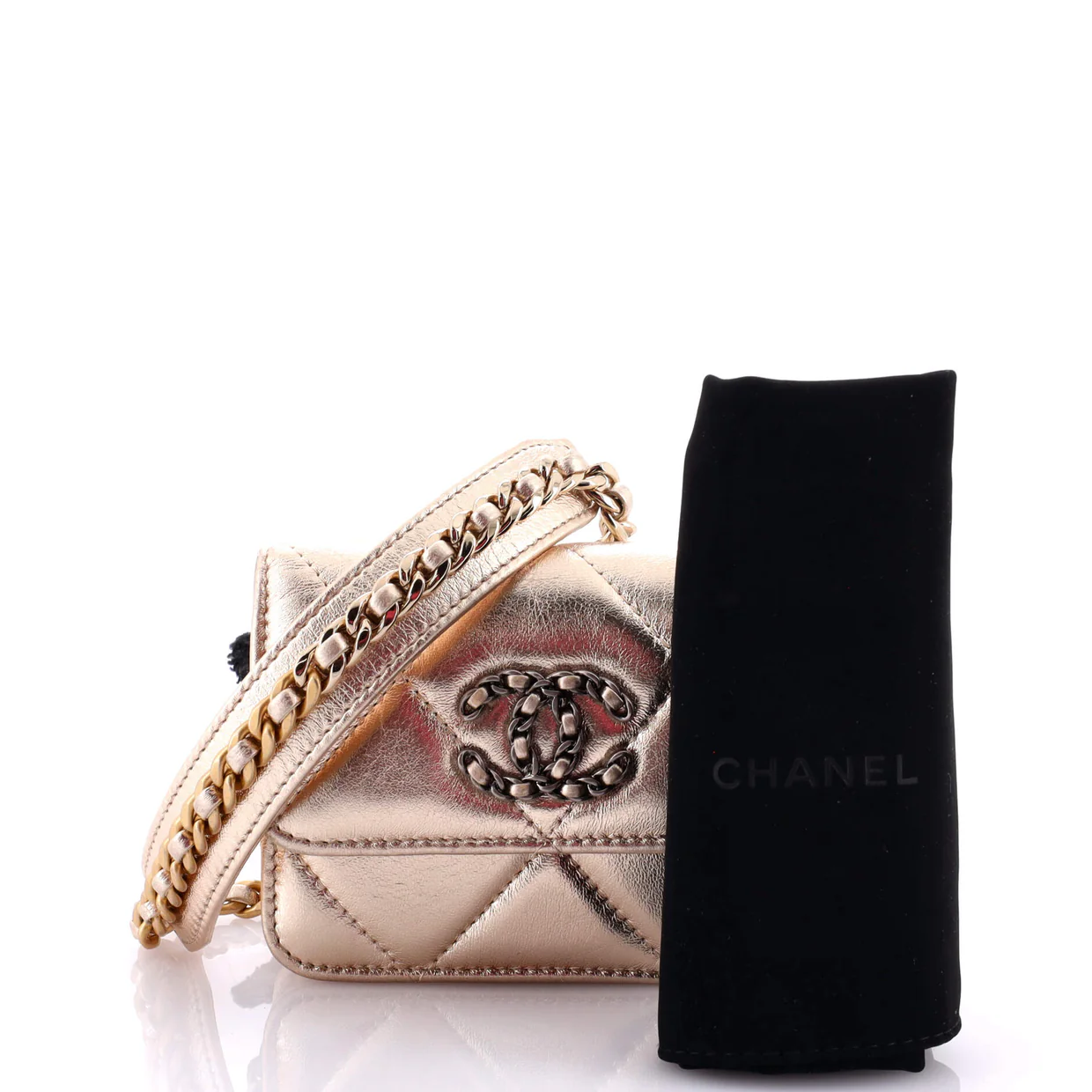 19 Flap Coin Purse With Chain Quilted Leather - Deep Luxury