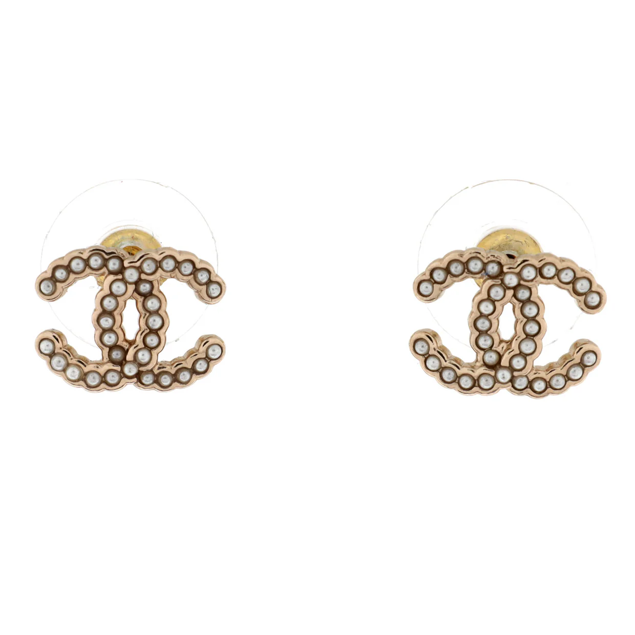 CC Stud Earrings Metal with Faux Pearls - Deep Luxury