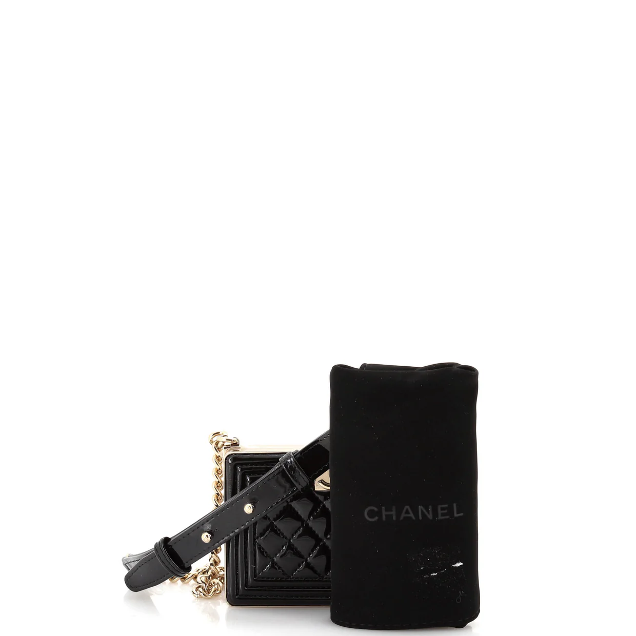 Boy Chain Box Minaudiere Quilted Patent - Deep Luxury