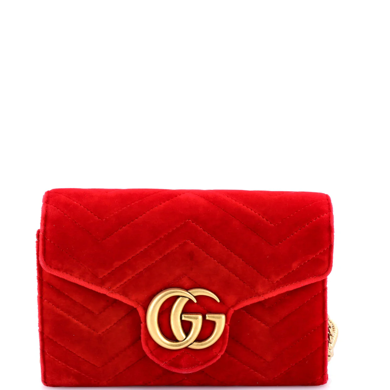 GG Marmont Chain Wallet Matelasse Velvet Mini - Deep Luxury