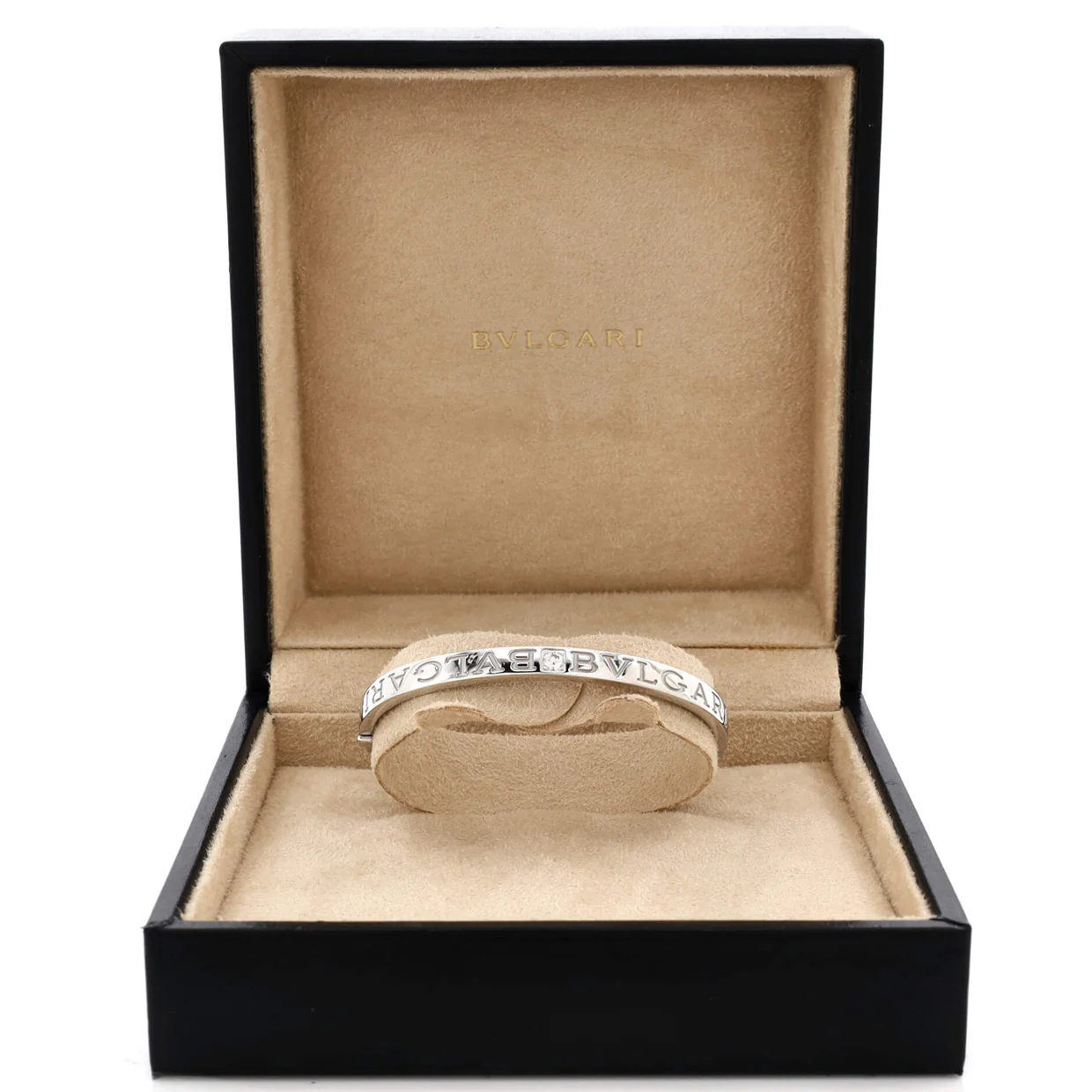 Bvlgari Bvlgari Bangle Bracelet 18K White Gold with 2 Diamonds - Deep Luxury