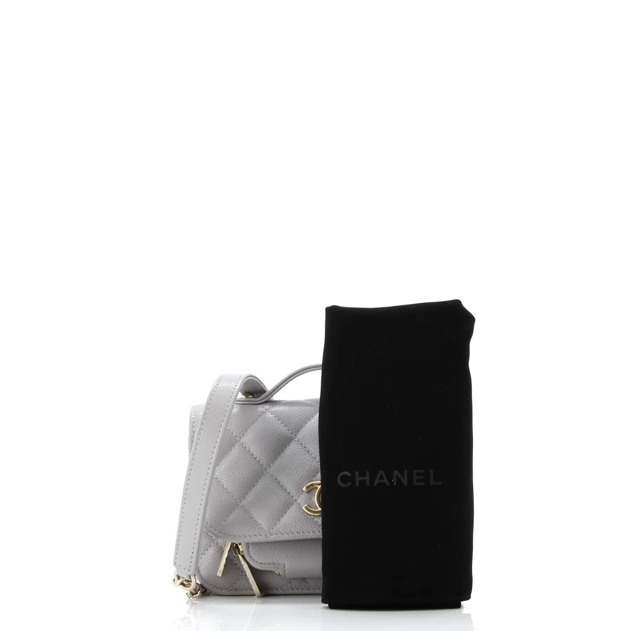 Business Affinity Flap Clutch with Chain Quilted Caviar - Deep Luxury