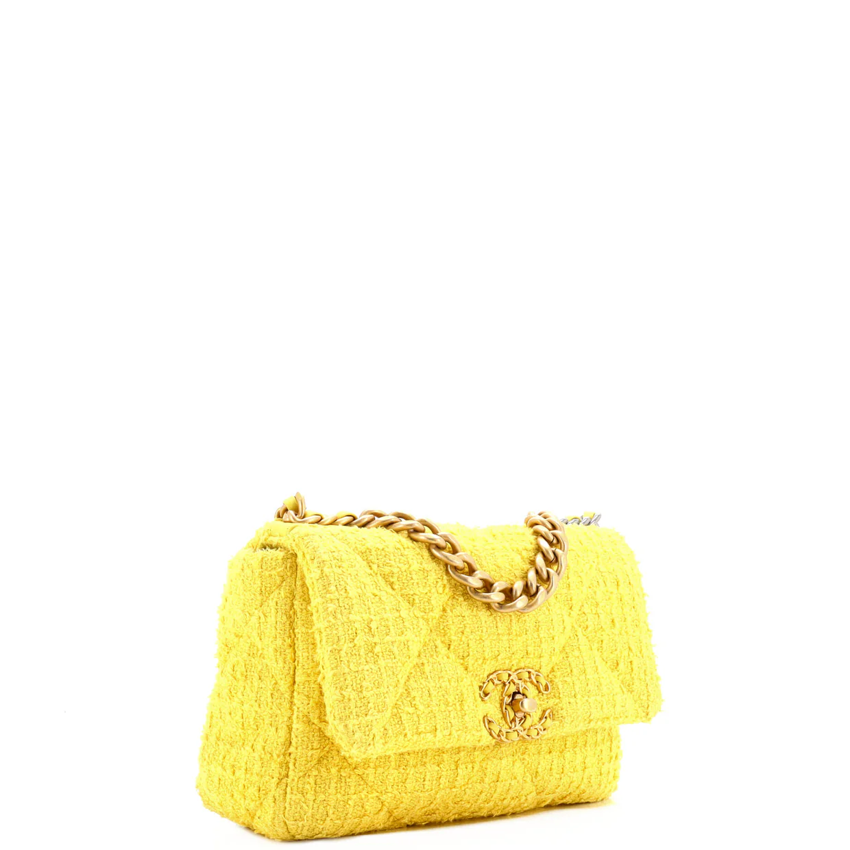 19 Flap Bag Quilted Tweed Medium - Deep Luxury