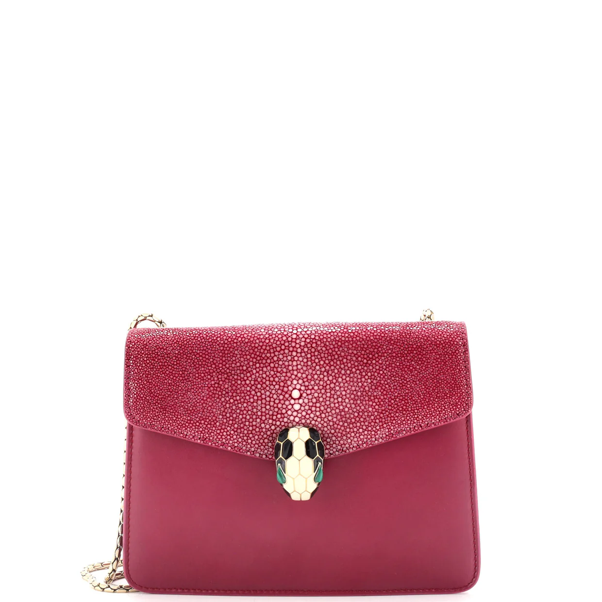 Serpenti Forever Square Shoulder Bag Leather and Stingray Small - Deep Luxury