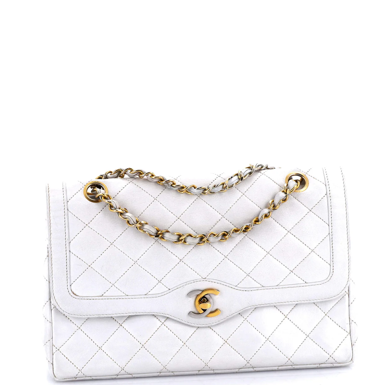 Vintage Two Tone CC Flap Bag Quilted Lambskin Medium - Deep Luxury