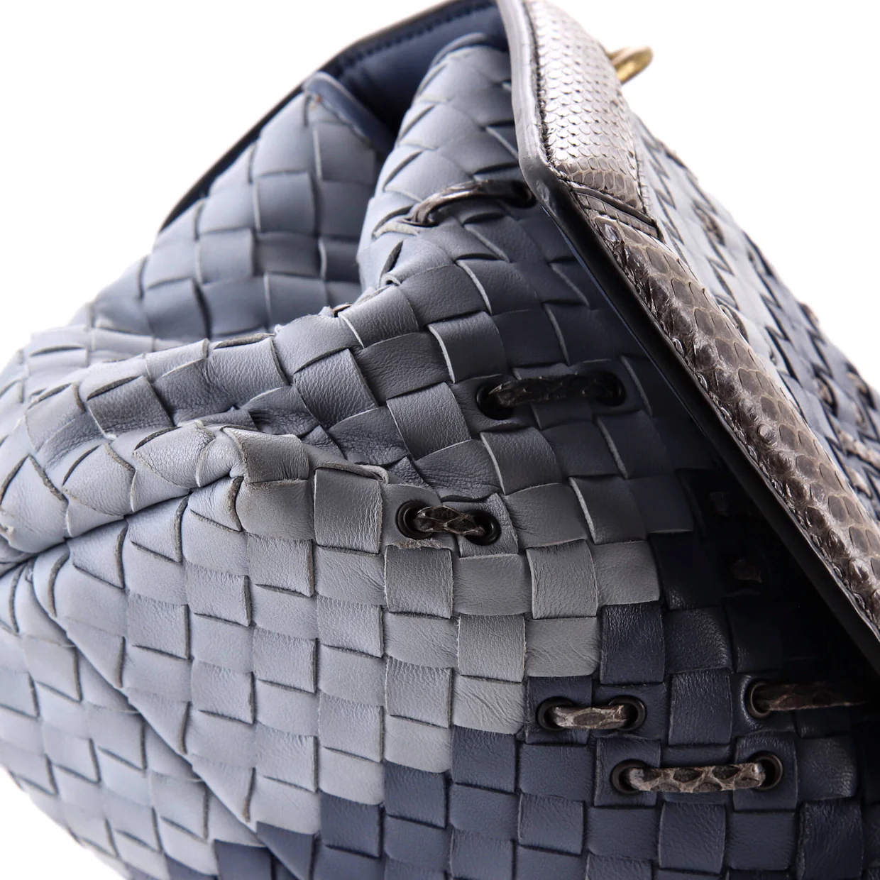Club Stitch Olimpia Knot Flap Bag Intrecciato Nappa and Snakeskin Medium - Deep Luxury
