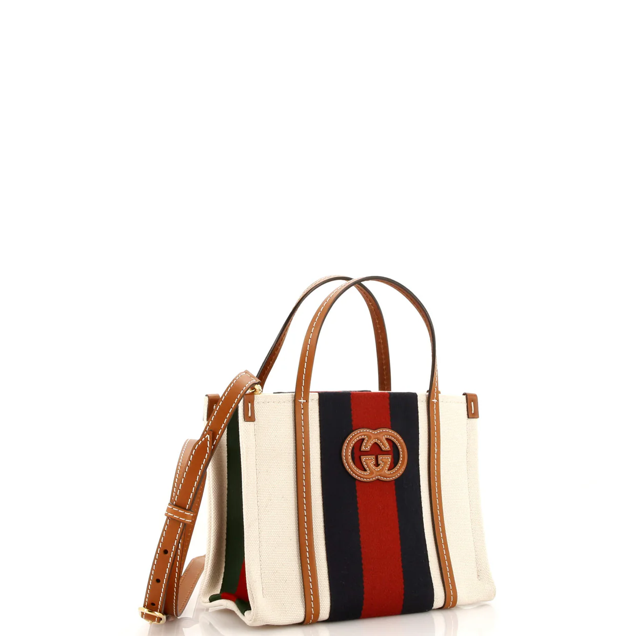 Interlocking G Web Tote Canvas Small - Deep Luxury