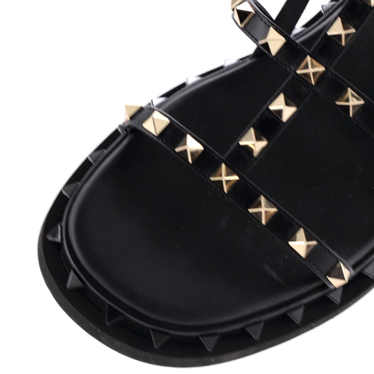 Women's Rockstud Caged Flat Sandals Leather - Deep Luxury