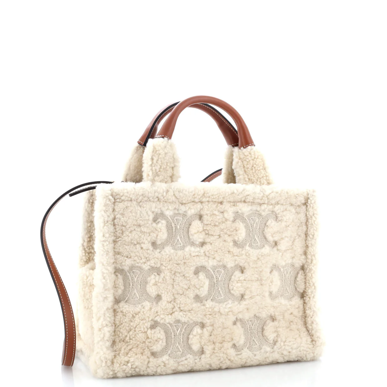 Cabas Thais Tote Triomphe Embroidered Shearling Small - Deep Luxury