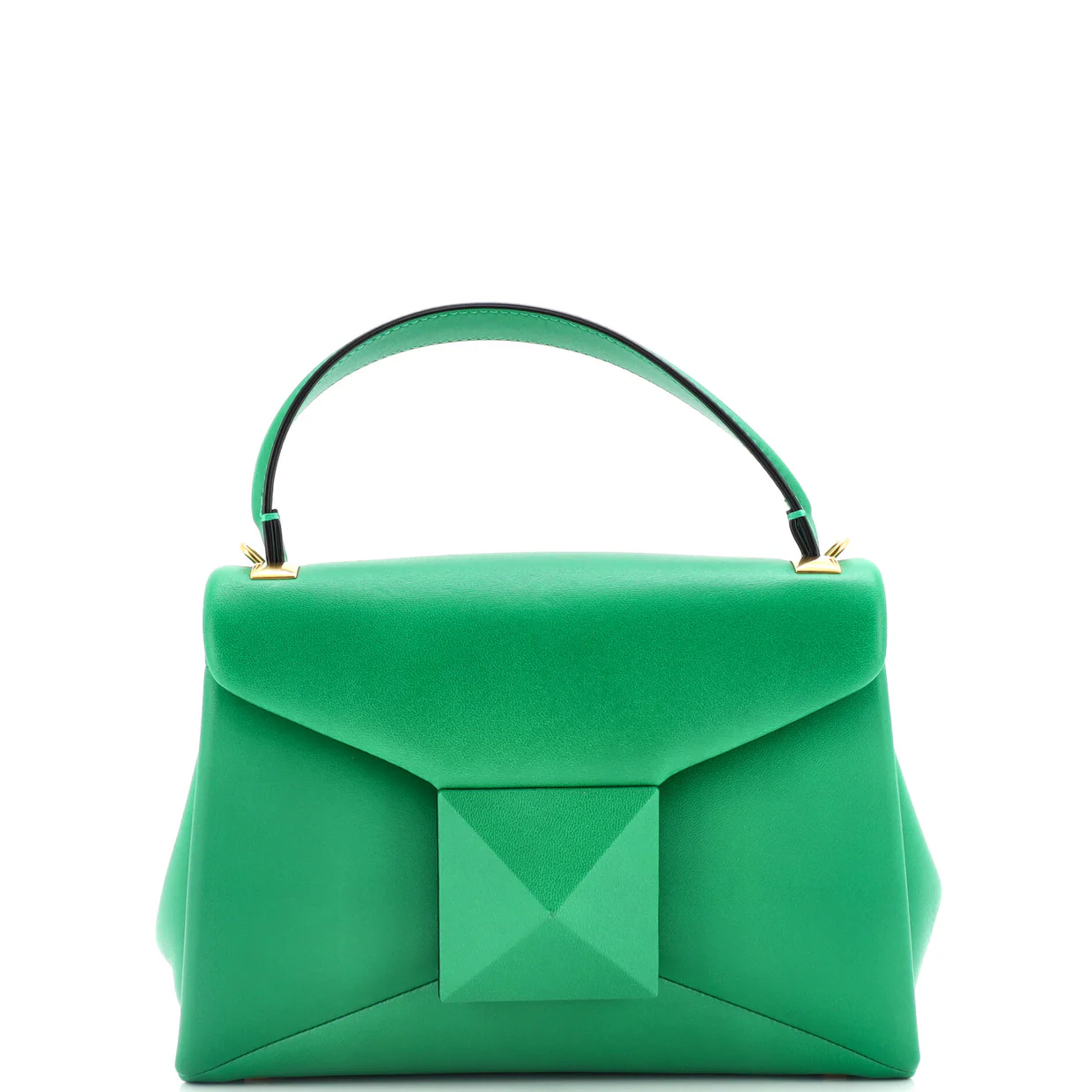 One Stud Top Handle Flap Bag Leather Small - Deep Luxury
