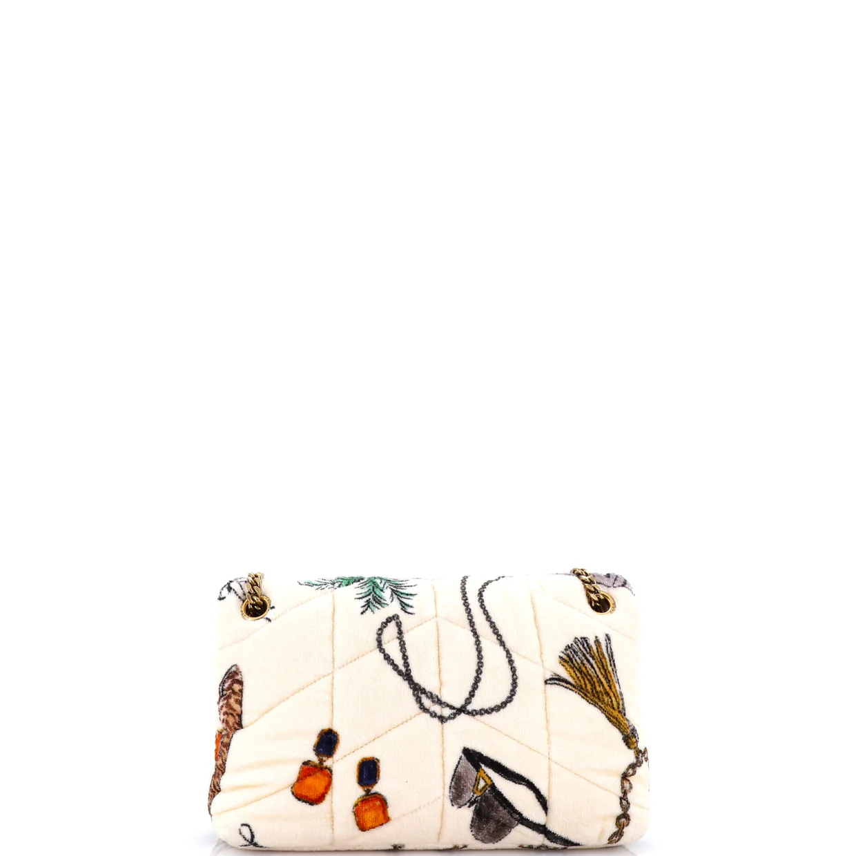 Loulou Puffer Shoulder Bag Quilted Printed Terry Cloth Small - Deep Luxury