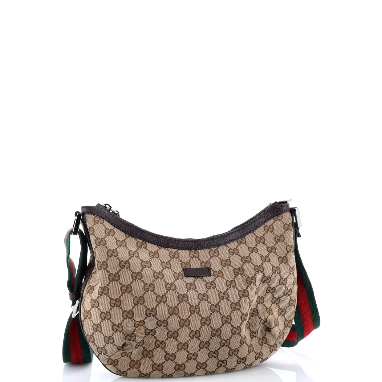 Saddle Zip Messenger Bag GG Canvas with Leather Medium - Deep Luxury