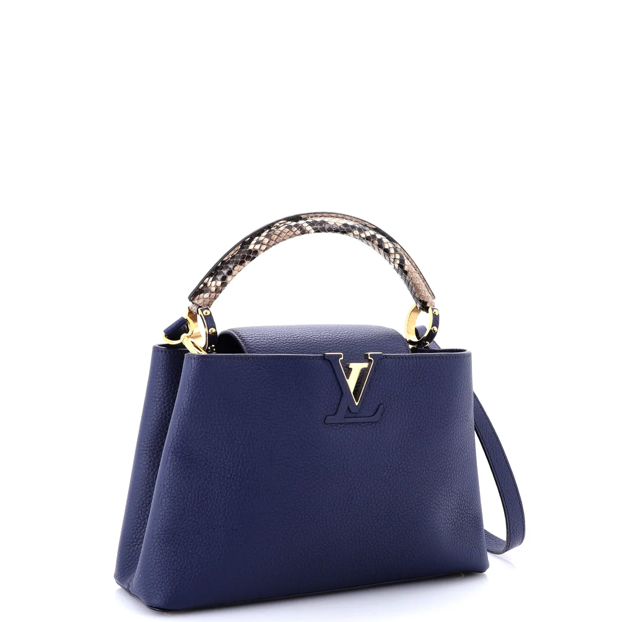 Capucines Bag Leather with Python PM - Deep Luxury