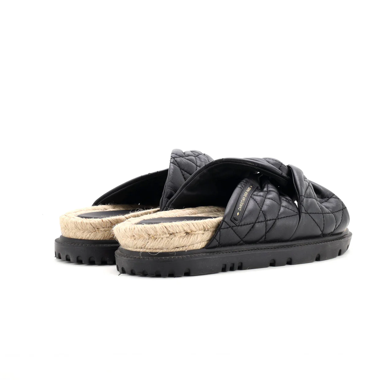 Women's Dtwist Slide Espadrilles Cannage Quilt Leather - Deep Luxury