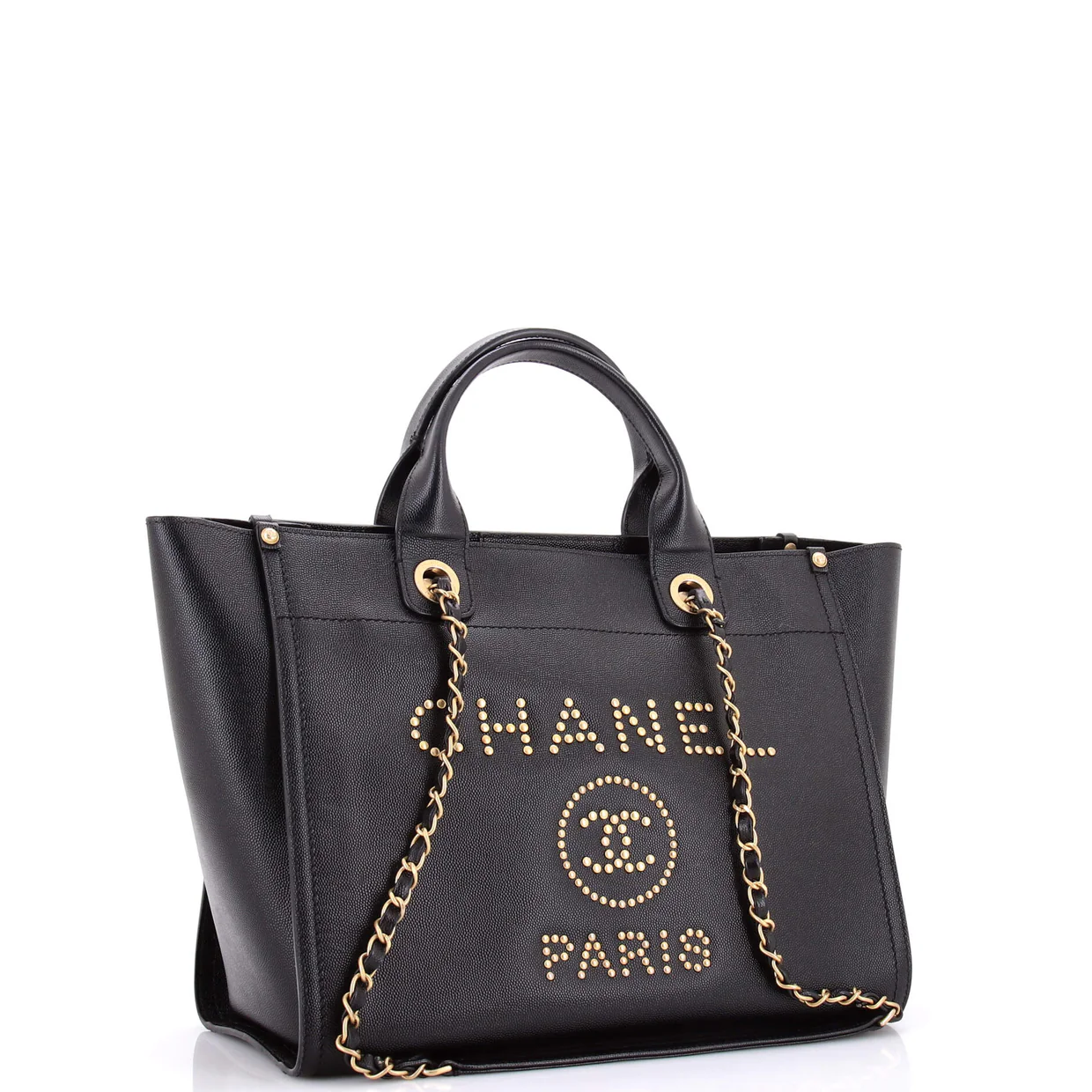 Deauville Tote Studded Caviar Small - Deep Luxury