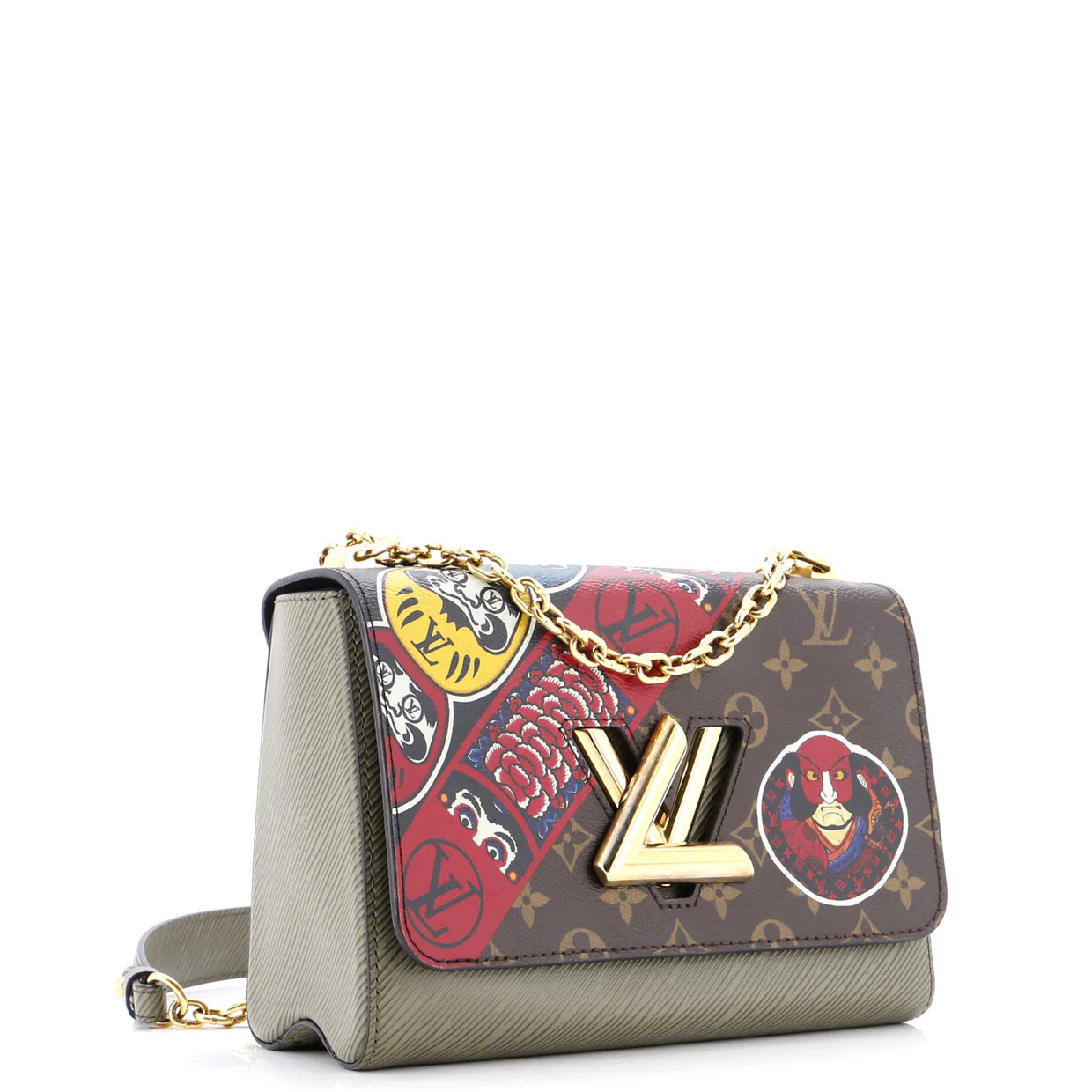 Twist Handbag Limited Edition Kabuki Stickers Monogram Canvas and Epi Leather MM - Deep Luxury