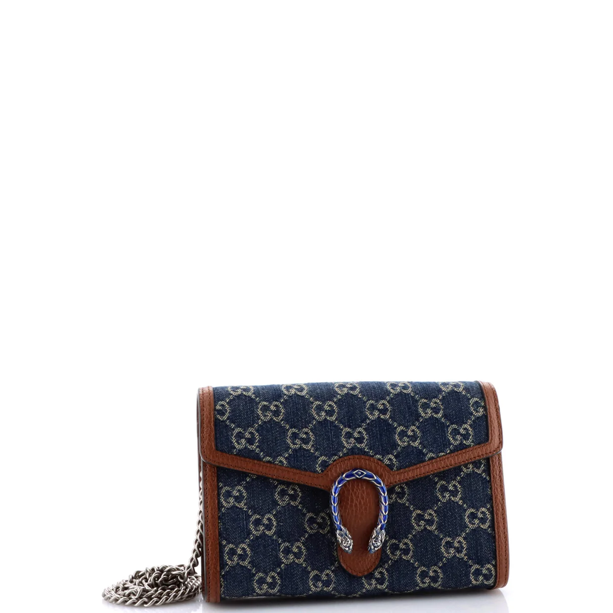 Dionysus Chain Wallet GG Denim Small - Deep Luxury