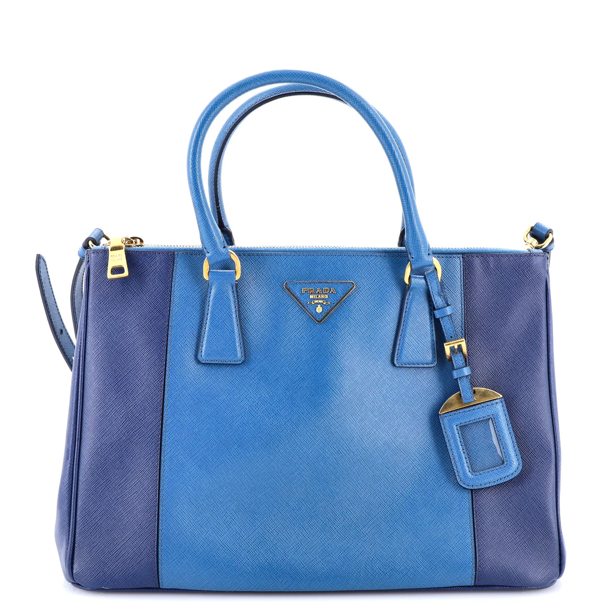Bicolor Double Zip Lux Tote Saffiano Leather Medium - Deep Luxury