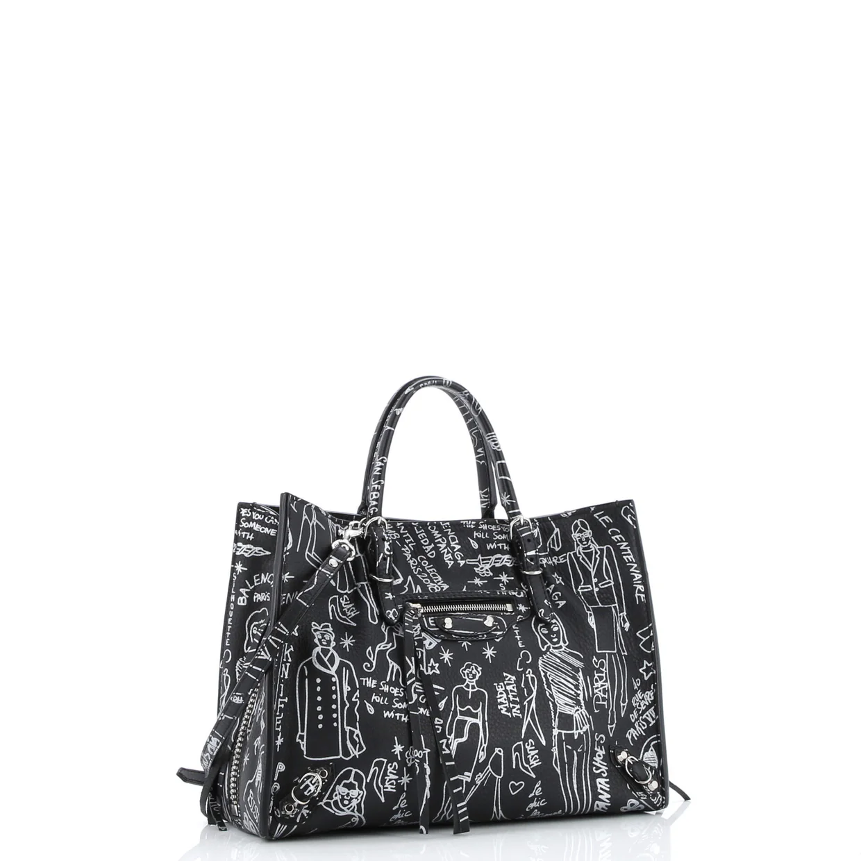 Papier Graffiti A6 Zip Around Classic Studs Bag Leather - Deep Luxury